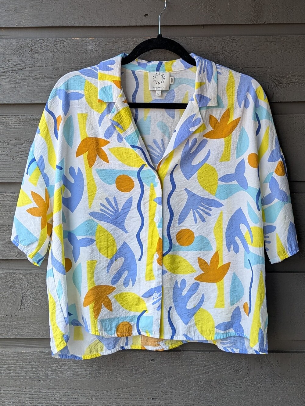 Lili Sidonio Mancini Abstract Print Camp Shirt White Brac Lightweight Large